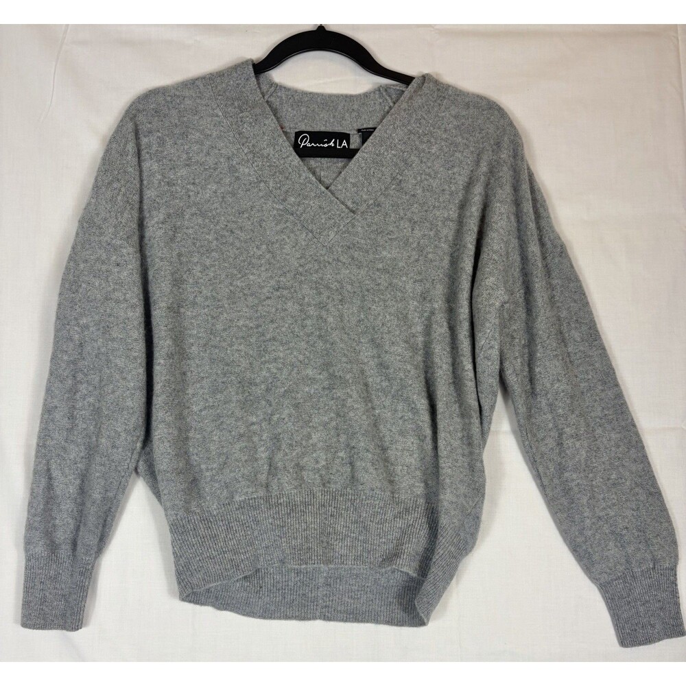 Parrish LA Cashmere Sweater V-Neck Gray Women’s XS